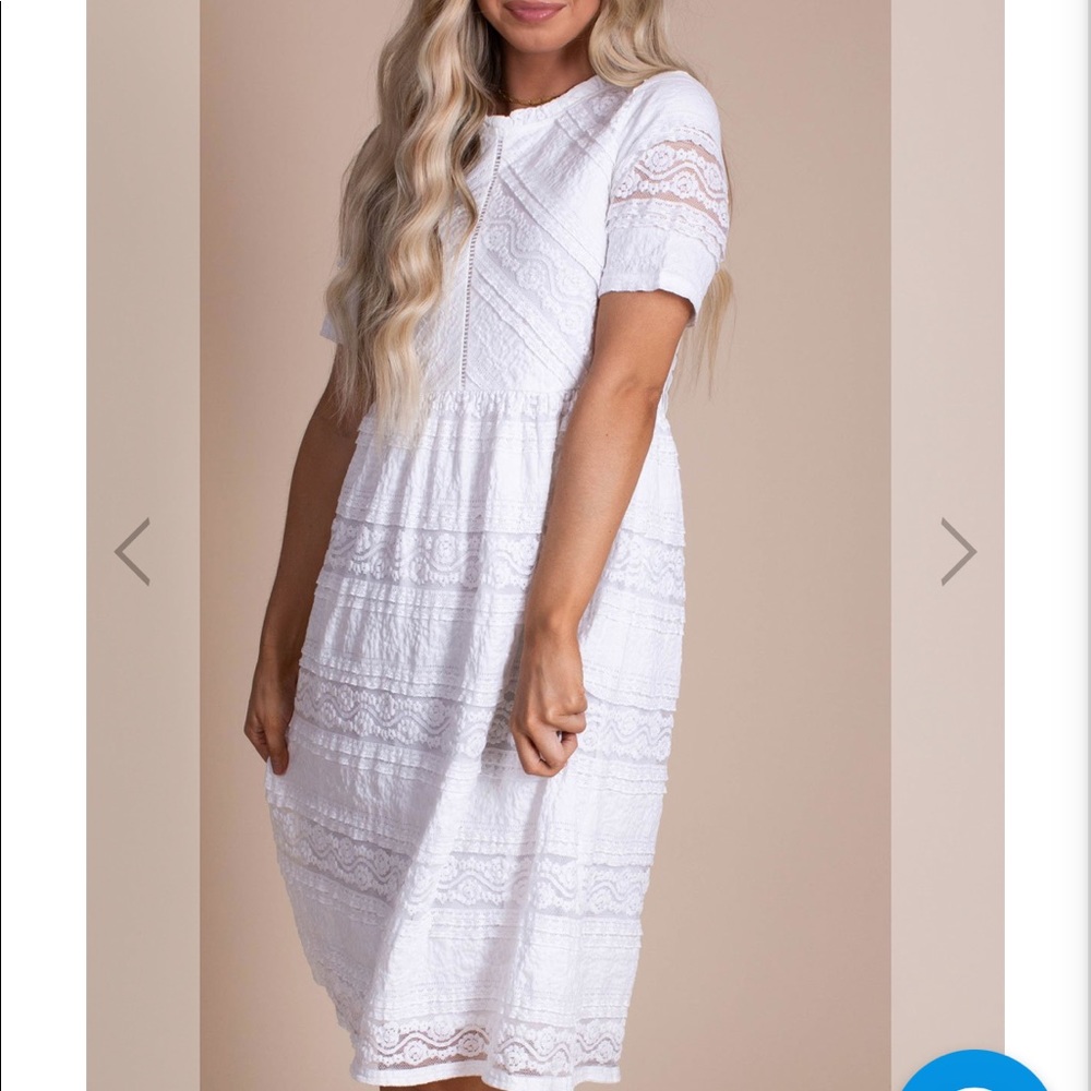 Never worn! Brand new! White Midi Lace dress.
